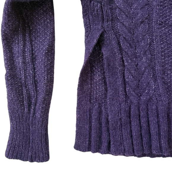 Everlane Cloud Cable Knit Merino Pima Alpaca Wool Crew Neck Sweater Purple Ink - Picture 8 of 9